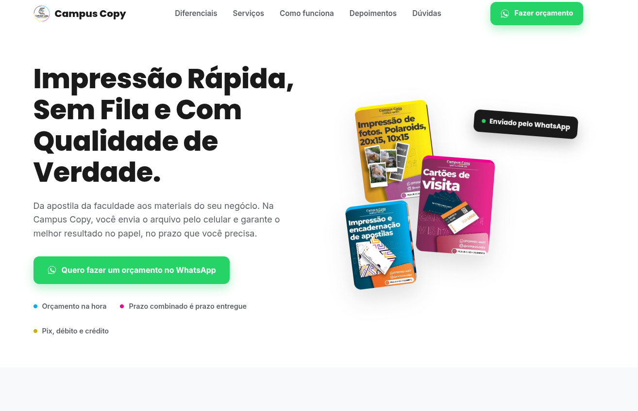 Site da Campus Copy, gráfica em Petrolina, na versão desktop