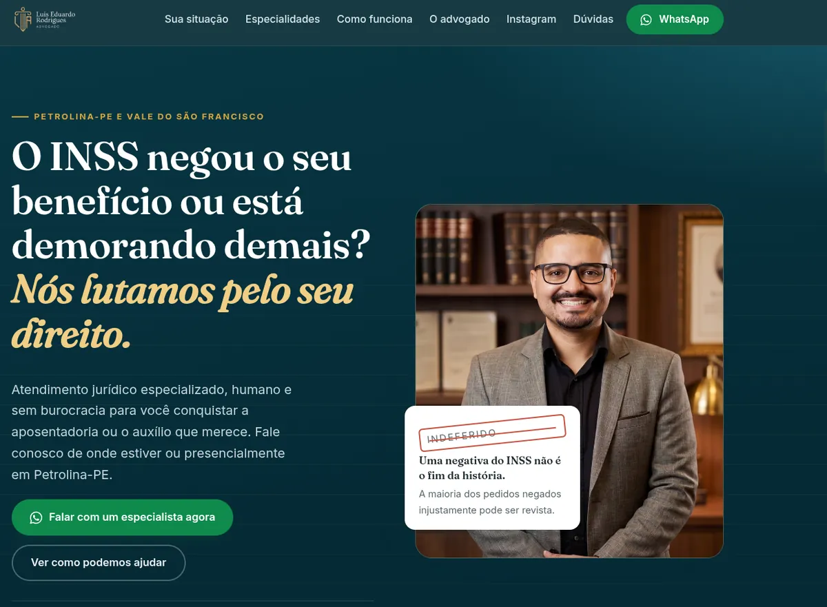 Site do Dr. Luis Eduardo Rodrigues de Melo na versão desktop